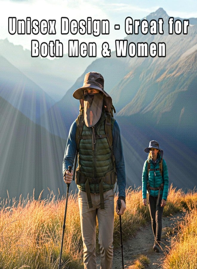 GOOHERA Sun Hat for Men & Women, Breathable Wide Brim Outdoor Fishing Hat with Face Cover & Neck Flap, UV Protection Summer Safari Hat - Dark Gray - Image 5